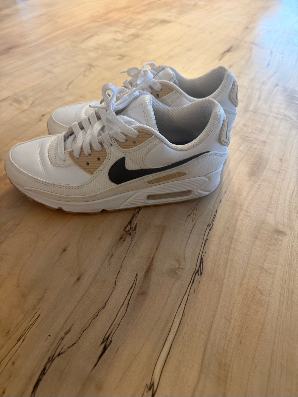 Leather & Canvas Custom White and Cream Nike AirMax Sneakers